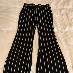 Striped bell bottom pants
